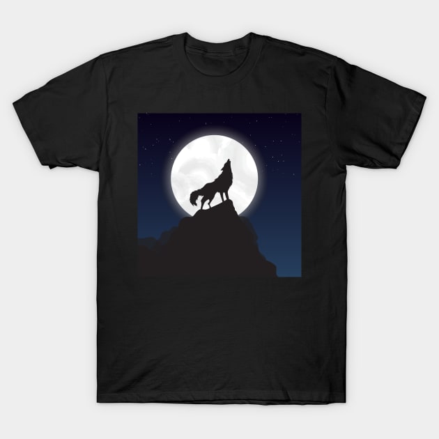 Wolf Howling T-Shirt by MaiKStore